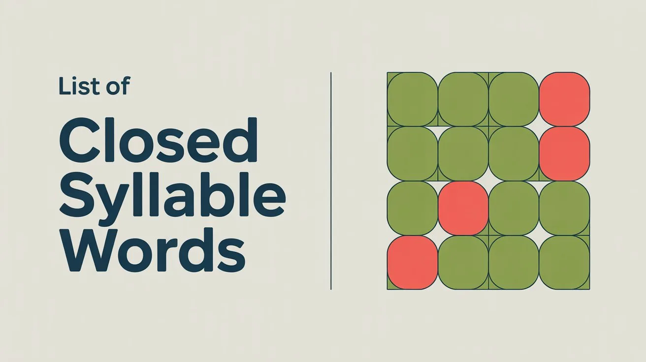 Closed Syllable Words List